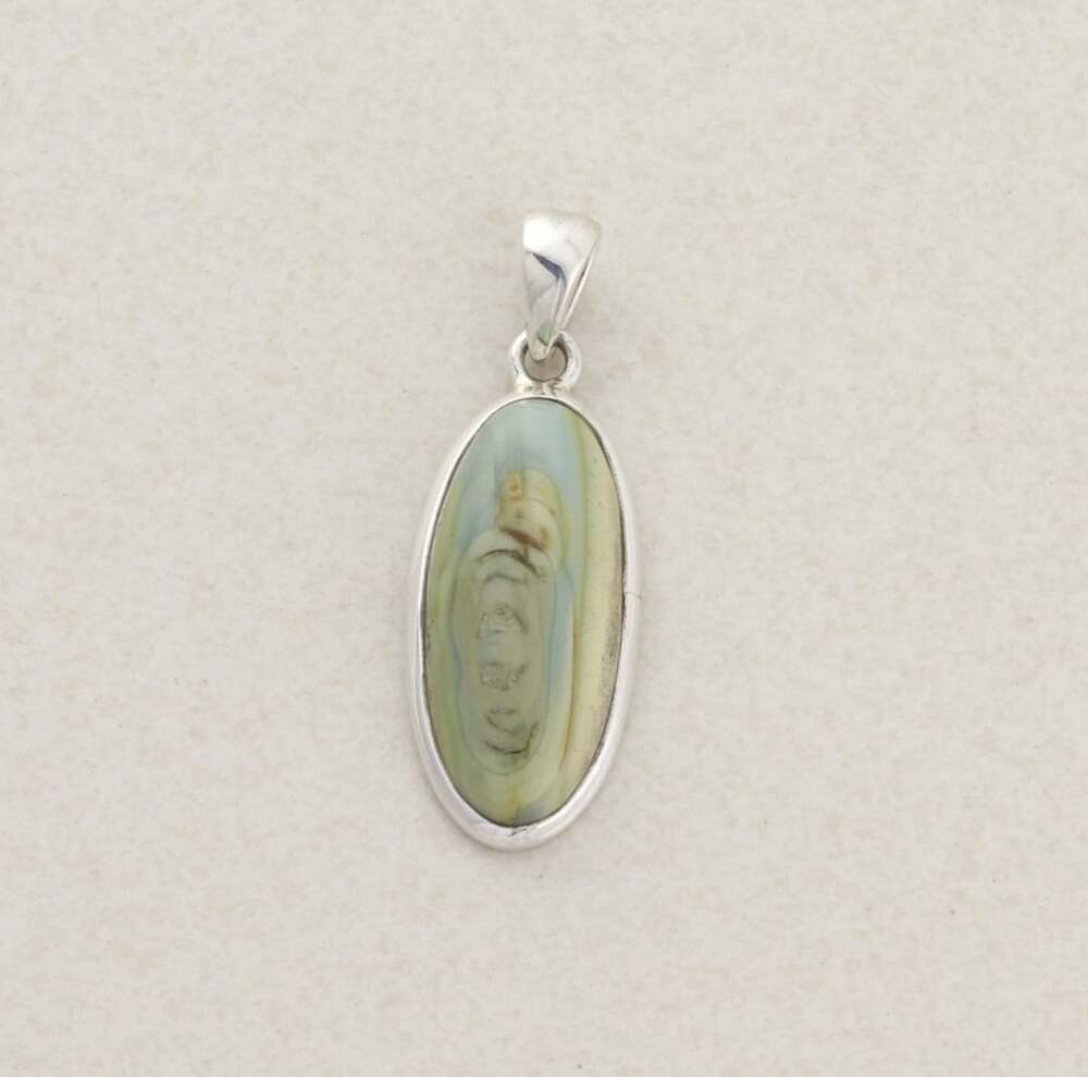 Pendant Only Sterling Silver Imperial Jasper Pendant 1 5/8" x 5/8" inch - Picture 1 of 5